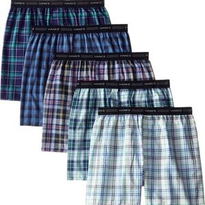 5 pack- Hanes Assorted Plaid Boxers for Men